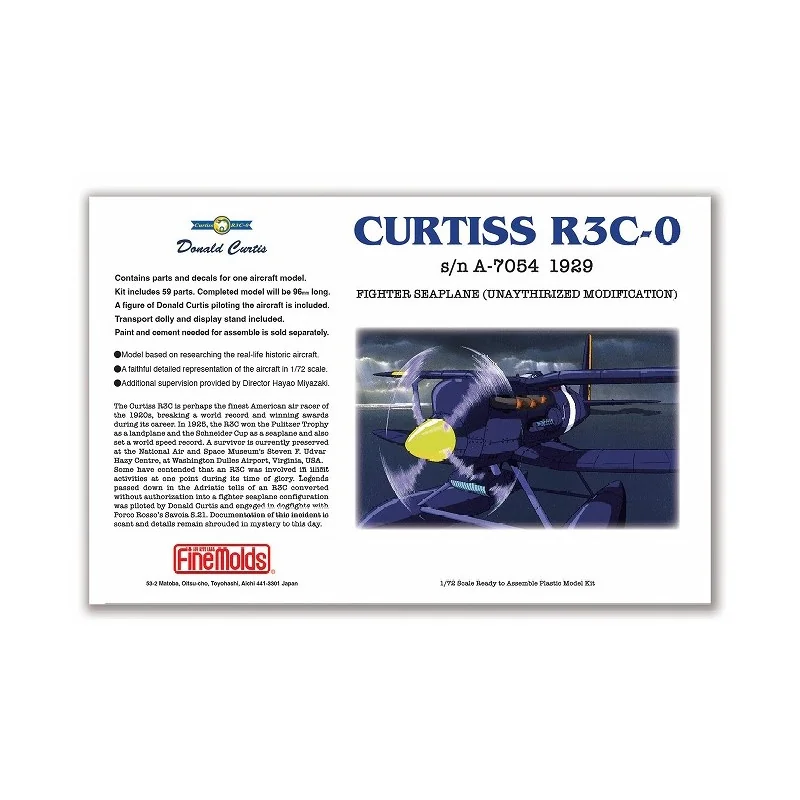 Porco Rosso Curtiss R3C-0 Model Scale 1/72 Fine Molds