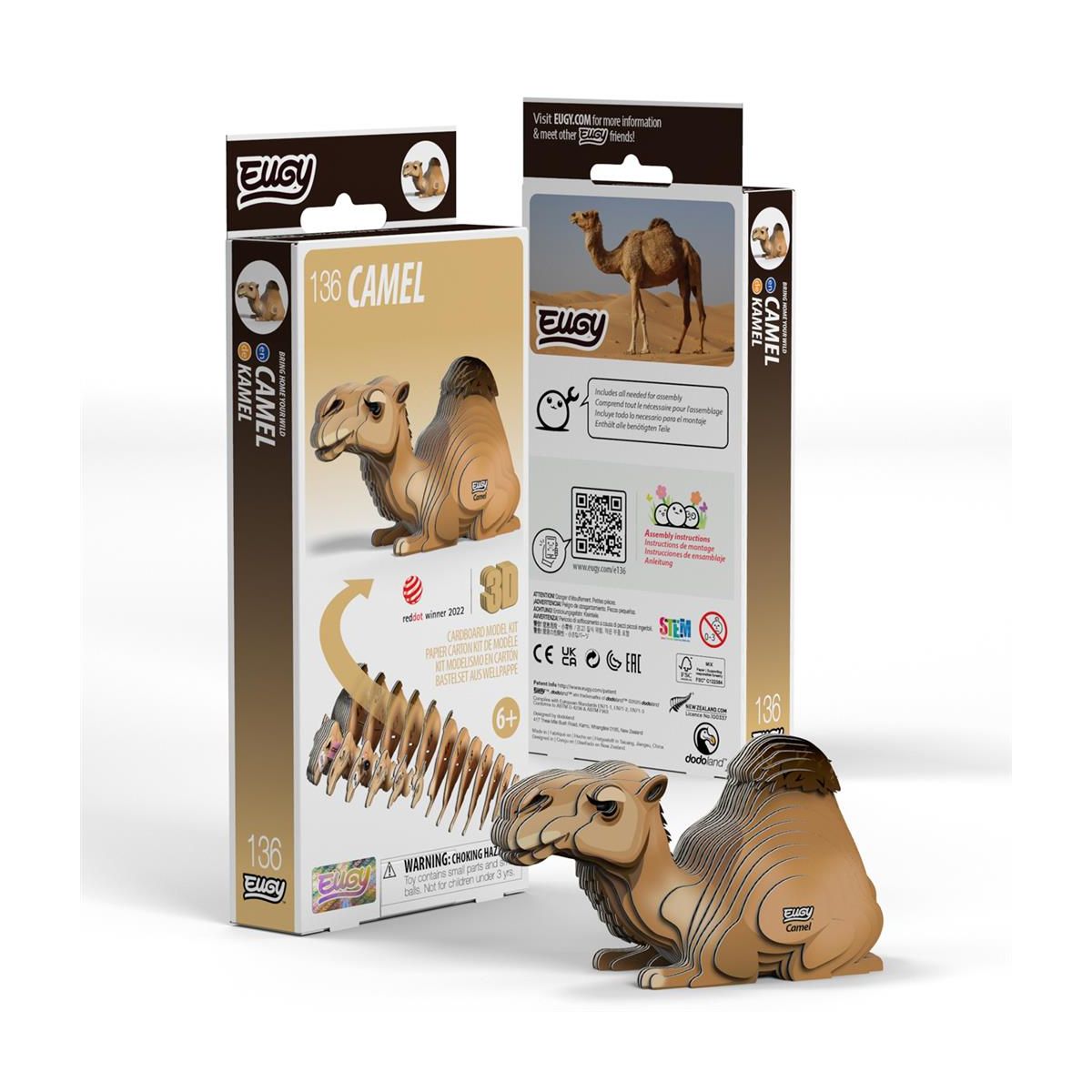 Eugy 3D Model: WILD ANIMAL / CAMEL 9.3x4.1x5.3cm, cardboard, boxed, 6+ 